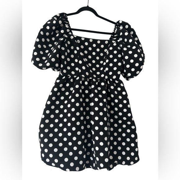 River Island Puffy Sleeve Polka Dot Dress